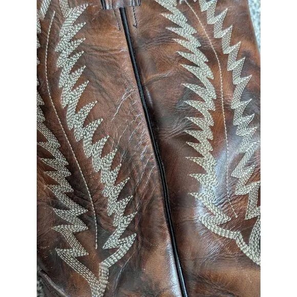 Abilene Men's Made In The USA Brown Full Leather Cowboy Boots Size 10