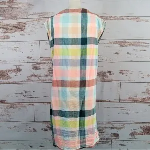 Ace &amp; Jig Harbor Sheath Dress Pastel Plaid Boat Neck Midi Size XS