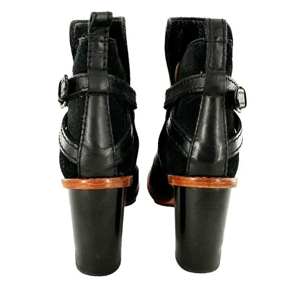 Acne CYPRESS Black Leather Heeled Platform Ankle Boots Size 39