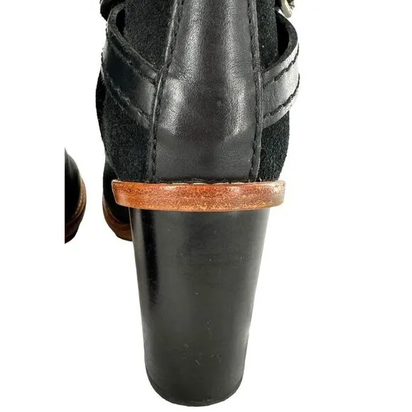Acne CYPRESS Black Leather Heeled Platform Ankle Boots Size 39