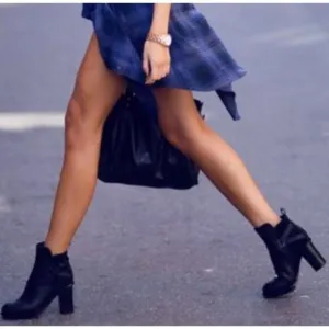 Acne CYPRESS Black Leather Heeled Platform Ankle Boots Size 39