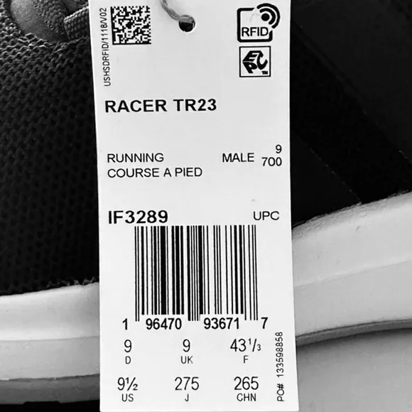 Adidas Racer TR23 Men’s Running Shoes Sneakers Black IF3289 Size 9.5
