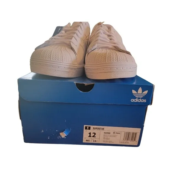 Adidas Superstar Classic White Leather Sneakers Casual Shoes EG4960 Size 12