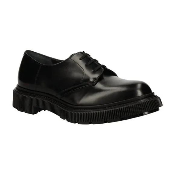 Adieu Men's Derby 132 Leather Shoes Round Toe Front Lace-Up Black Size 46 -13