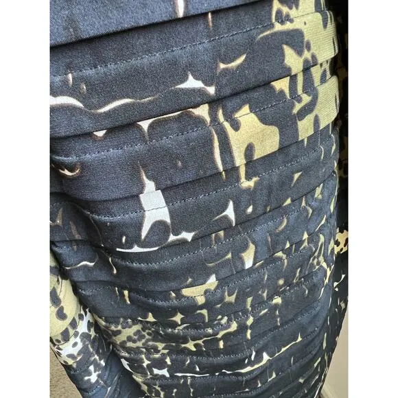 Adrianna Papell Banded Abstract Print Jersey Blouson Dolman Sleeve Boat Neck 12