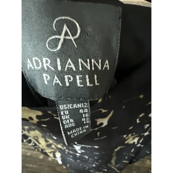 Adrianna Papell Banded Abstract Print Jersey Blouson Dolman Sleeve Boat Neck 12