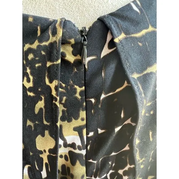 Adrianna Papell Banded Abstract Print Jersey Blouson Dolman Sleeve Boat Neck 12