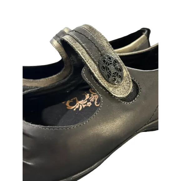 Aetrex Brianna Mary Janes Flats Leather Comfort Shoe Womens Size 9 Black NEW