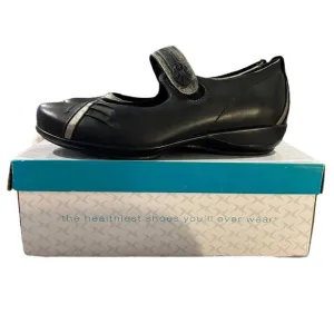 Aetrex Brianna Mary Janes Flats Leather Comfort Shoe Womens Size 9 Black NEW