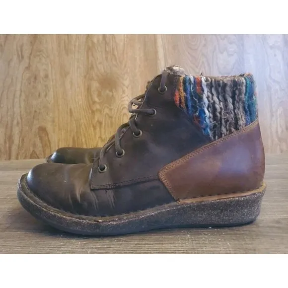 Aetrex Jolie Sweater Ankle Boots Women Size 7 Brown Side Zip