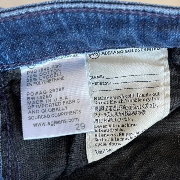 AG Adriano Goldschmied Stevie Cuff Slim Straight Cuffed Stretch Jeans, Size 29