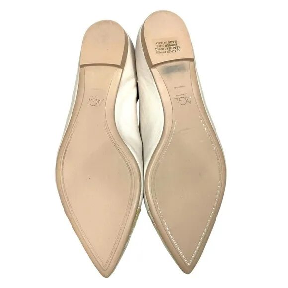 AGL Attilio Giusti Leombruni Mila Leather Pointed Cap Toe Slip On Flats 39.5 EU