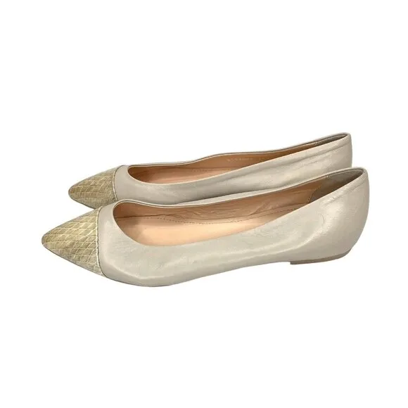 AGL Attilio Giusti Leombruni Mila Leather Pointed Cap Toe Slip On Flats 39.5 EU