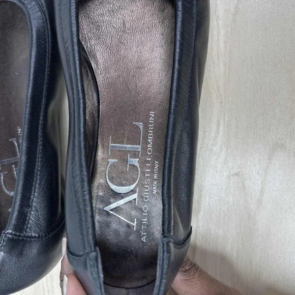 AGL Attilio Giusti Leombruni Shoes Womens 41 Black‎ Patent Leather Ballet Flats