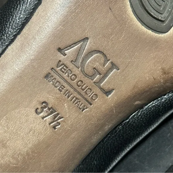 AGL Attilio Giusti Leombruni Womens Ballet Flats Size 37.5 Pewter Silver Cap Toe