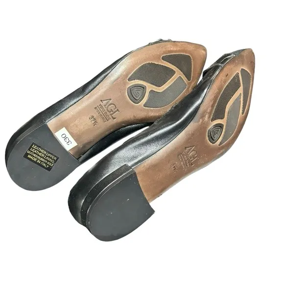 AGL Attilio Giusti Leombruni Womens Ballet Flats Size 37.5 Pewter Silver Cap Toe