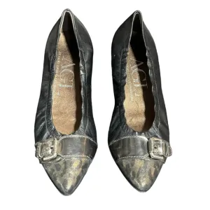 AGL Attilio Giusti Leombruni Womens Ballet Flats Size 37.5 Pewter Silver Cap Toe