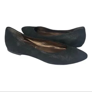 AGL Black Suede Flats shimmer Finish pointed toe Leather Rubber Sole 38/8