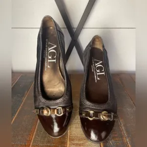 AGL Women's Monika Cap Toe Leather Ballet Flats Size 38 (8)