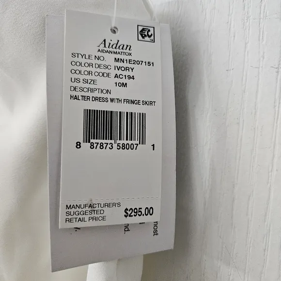 Aidan By Aidan Mattox Women Ivory Fringe Sleeveless Cocktail Sheath Dress SZ 10