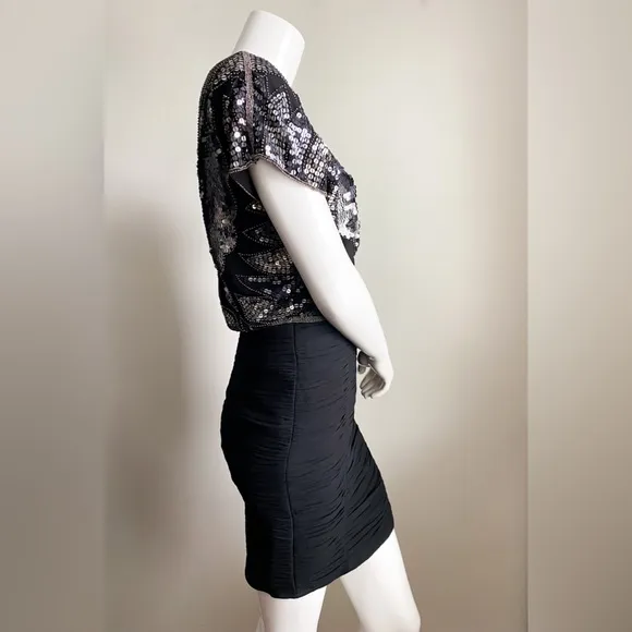 AIDAN MATTOX Sequin Beaded Butterfly Disco Formal Dress Cocktail Glam Wedding 2