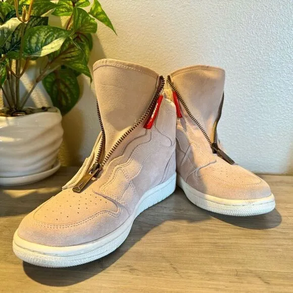 Air Jordan 1 Woman's Gold Zipper High Zip-Up Basketball Streetwear Shoes Size 6