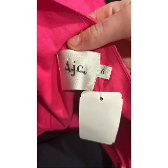 Aje Sculpta Bonjour Asymmetric Linen Blend Midi Dress Size 2 (Au 6)