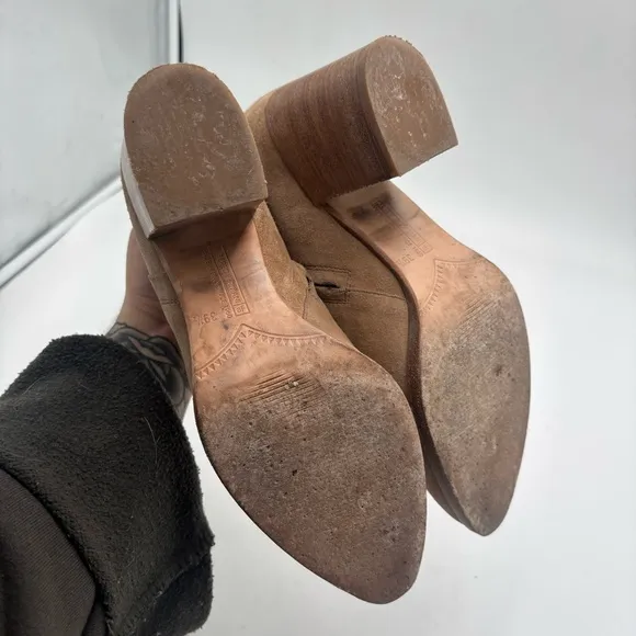 Alberto Fermani Women’s 39.5 Tan Suede Side Zip Ankle Boots