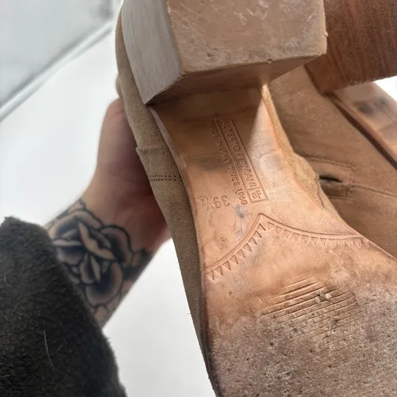 Alberto Fermani Women’s 39.5 Tan Suede Side Zip Ankle Boots