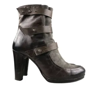 Alberto Fermani Women's Size 37.5 Brown Grey High Heel Side Zip Booties Boots