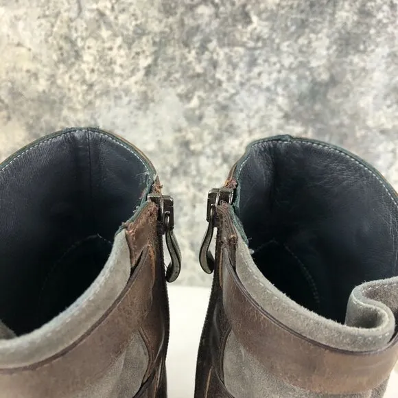Alberto Fermani Women's Size 37.5 Brown Grey High Heel Side Zip Booties Boots