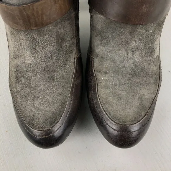 Alberto Fermani Women's Size 37.5 Brown Grey High Heel Side Zip Booties Boots