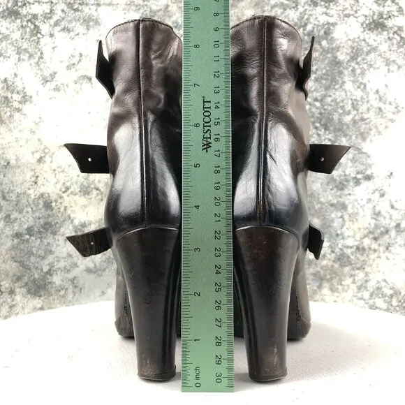 Alberto Fermani Women's Size 37.5 Brown Grey High Heel Side Zip Booties Boots