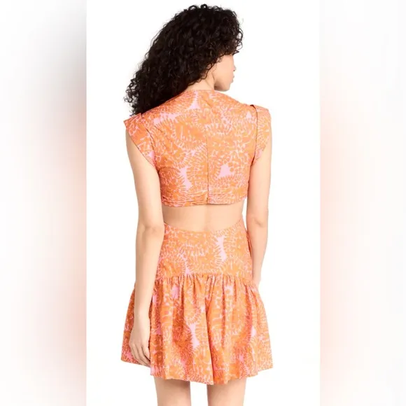 A.L.C. Lexi Mini Dress 🌸 Cut Out Waist 🔥 Orange Floral Size 0 NWT ✨