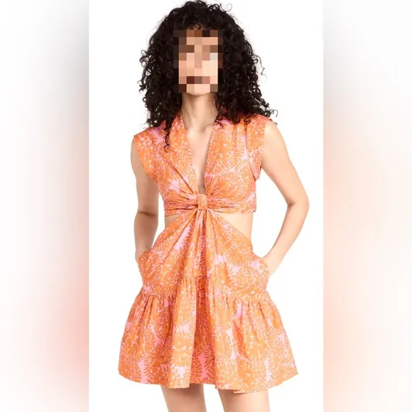 A.L.C. Lexi Mini Dress 🌸 Cut Out Waist 🔥 Orange Floral Size 0 NWT ✨