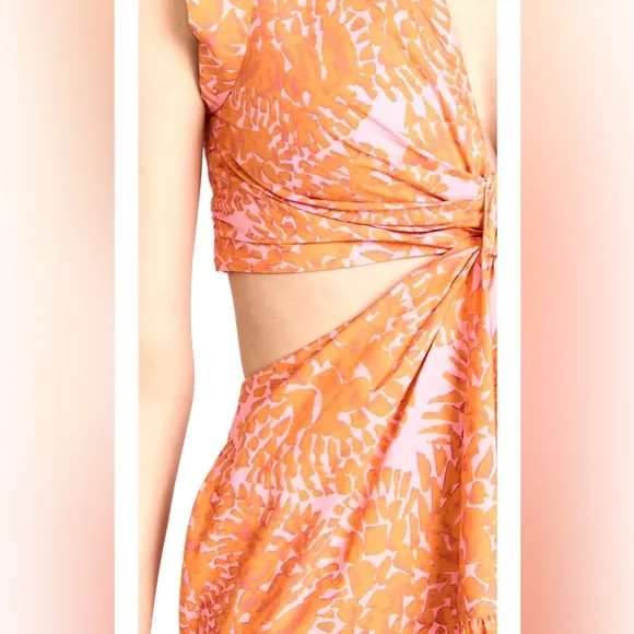 A.L.C. Lexi Mini Dress 🌸 Cut Out Waist 🔥 Orange Floral Size 0 NWT ✨