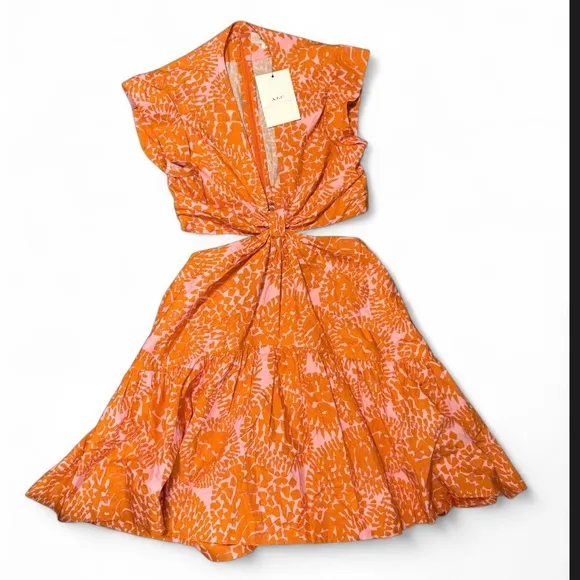 A.L.C. Lexi Mini Dress 🌸 Cut Out Waist 🔥 Orange Floral Size 0 NWT ✨