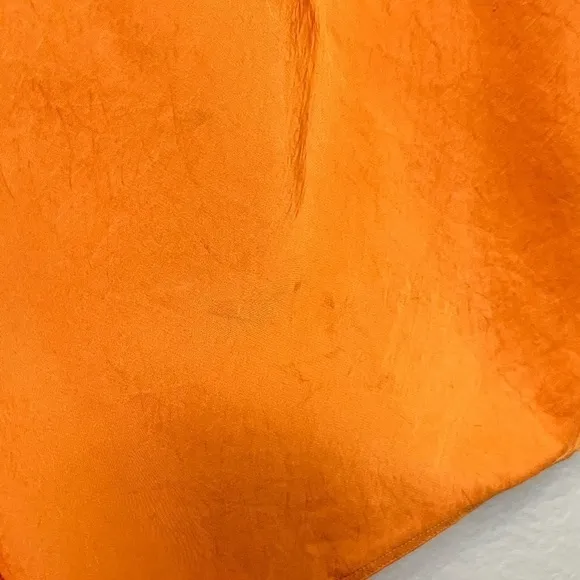 A.L.C. Tangerine Japanese Satin V-Neck Sleeveless Cutout Smocked Back Gown 10