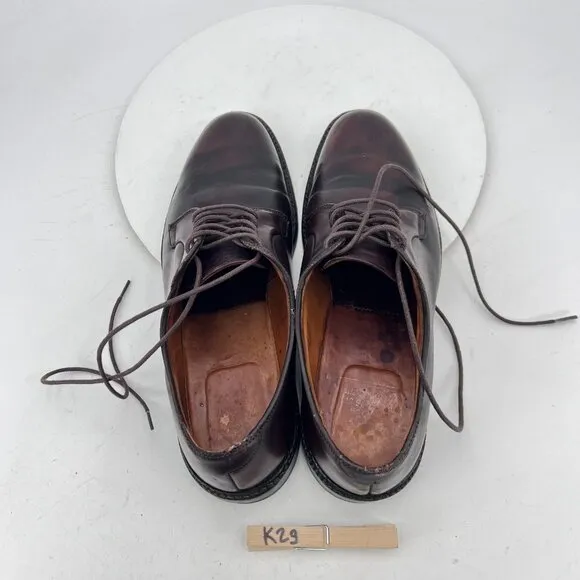 Alden New England Men Size 9.5 Shell Cordovan Plain Toe Lace Up Derby Shoes