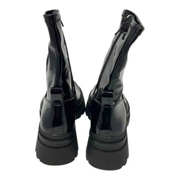 Aldo Big Shot Sock Boots Black Patent Size 8.5 NWT $165 MSRP