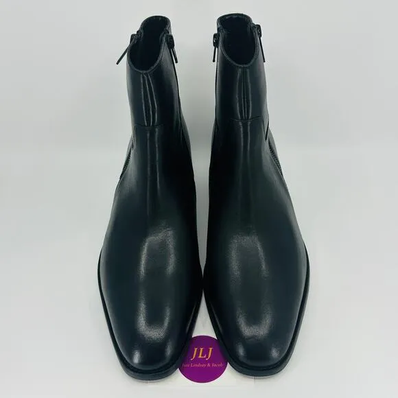Aldo Men's Black Leather Double Side Zip Ankle Beatle Boots Size 10