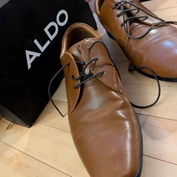 Aldo Men's Brown Leather Dress Shoes Feririen-28 Size 9 Gently Used