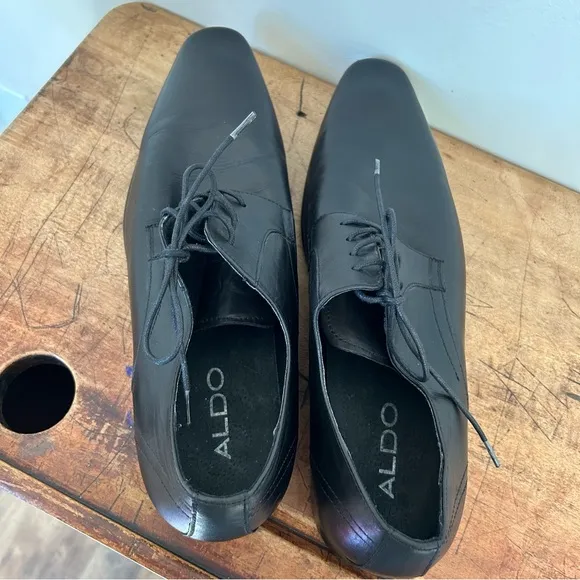 ALDO men's sz 14 black formal oxford dress shoes preworn