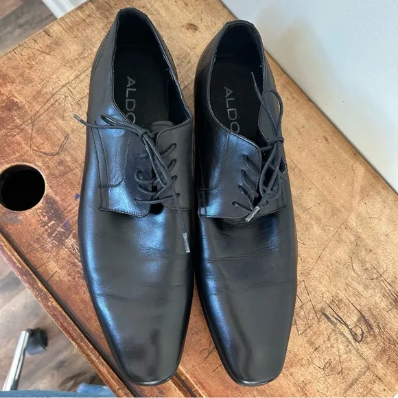 ALDO men's sz 14 black formal oxford dress shoes preworn