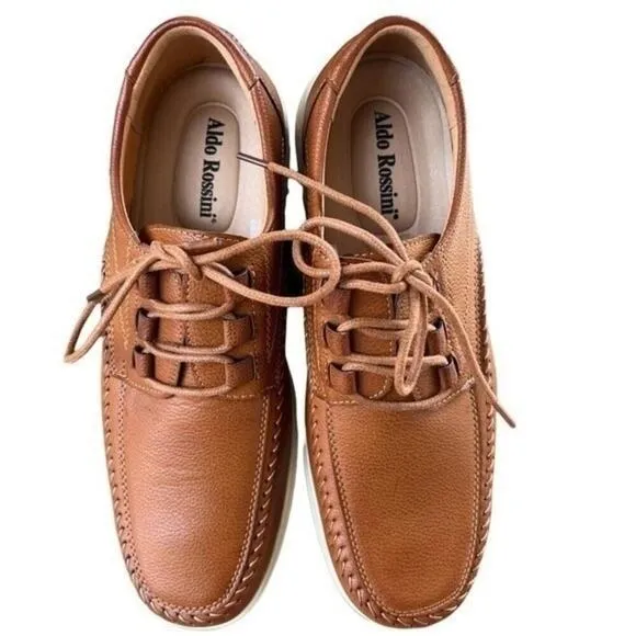 Aldo Rossini Escape Men’s Casual Lace Up Comfort Boat Shoes Cognac 12 NWT