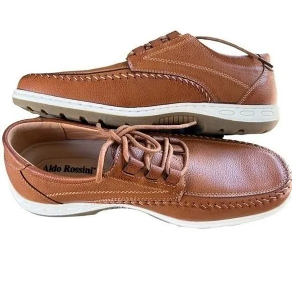 Aldo Rossini Escape Men’s Casual Lace Up Comfort Boat Shoes Cognac 12 NWT