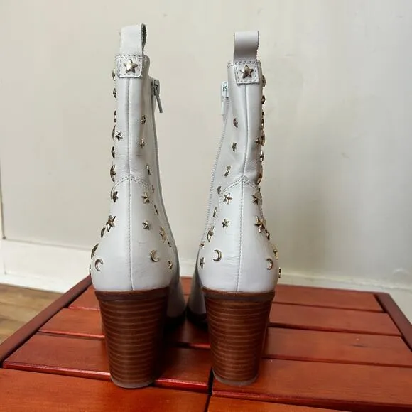 ALDO sophie rose leather studded western boots in white
