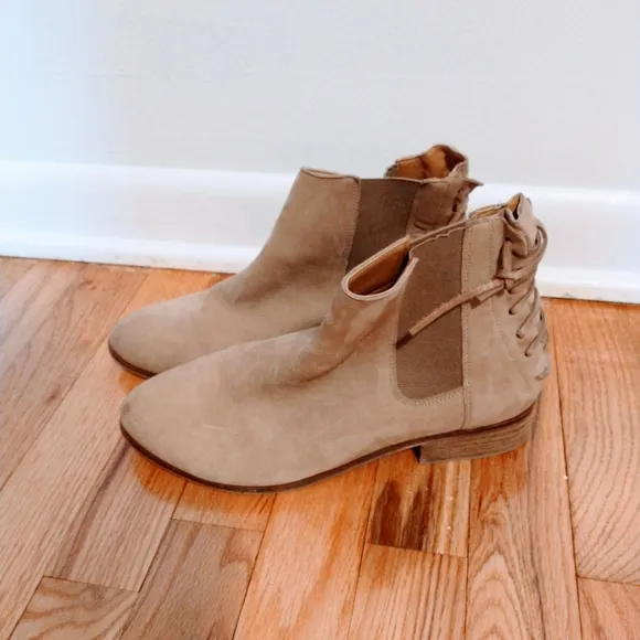 Aldo suede leather ankle boots lace up back