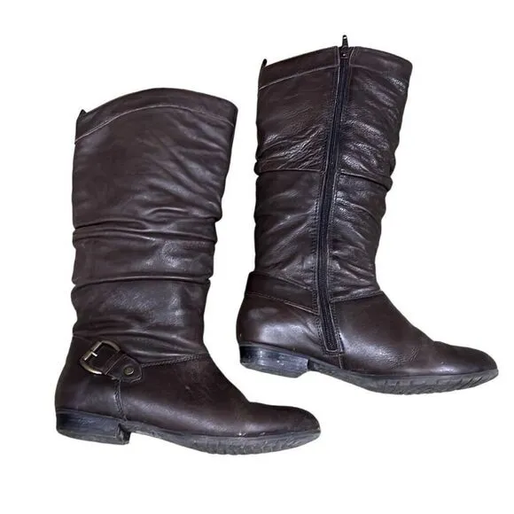 Aldo Women’s 6.5 37 Tall Over the Calf Brown Boots with Full Side Zip