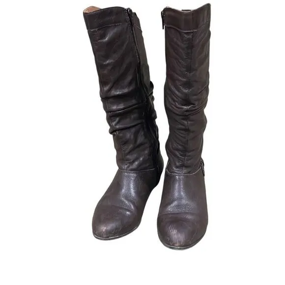Aldo Women’s 6.5 37 Tall Over the Calf Brown Boots with Full Side Zip